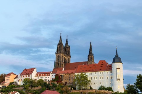 View of Albretsburg Castle and Meissen Cathedral, St. Johannis and St. Donatus, Old Town, Meissen,