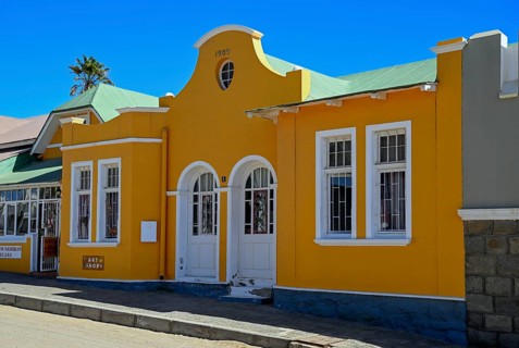 Colonial house facade in the Bergstraße, Lüderitz, Karas region, Namibia