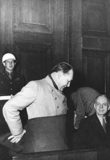 Nuremberg Trials, main war criminals, the defendants Herman Göring, and on the left van Ribbentrop,