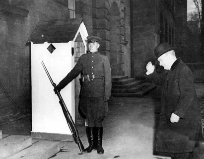 Nuremberg Trials, Winston Churchill on his way into the courthouse. Nuremberg 1946