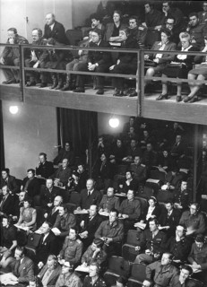 Nuremberg Trials, visitors' gallery, press gallery, young Willy Brandt among the visitors. The only
