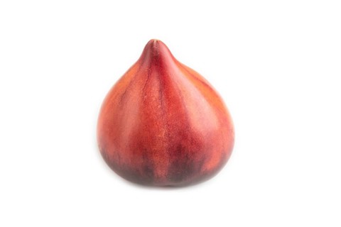 Red Heart shape tomatoes isolated on white background. Side view, copy space, healthy food,