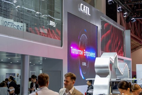 Munich, Germany - 10.9.2025: Visitors at the stand of CATL (Contemporary Amperex Technology Co.