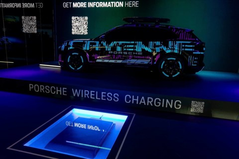 Munich, Germany - 10.9.2025: Wireless Charging from Porsche during the IAA Mobility 2025