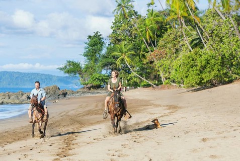 Horseback riding on beach, Drake Bay, Corcovado National Park, Osa Peninsula, Costa Rica