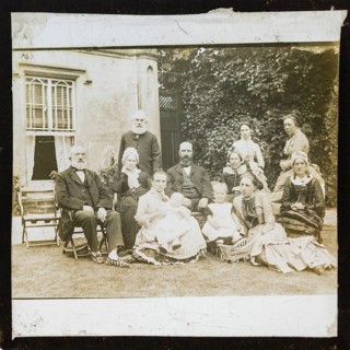 Portrait group photograph three generations prosperous middle-class Victorian Edwardian family,