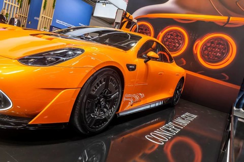 Exhibition stand from Mercedes. Concept AMG GT XX. IAA MOBILITY in Munich. The motor show presents