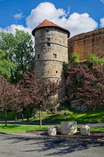 Mill tower, imperial palace of the Staufers in the Romanesque style, castle complex and