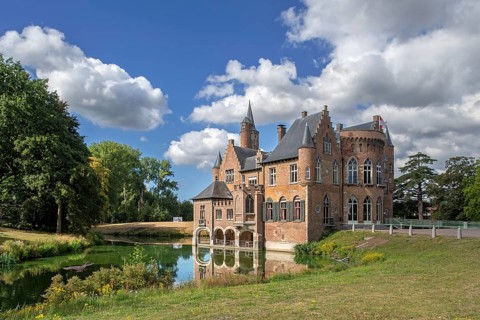 15th century neo-Gothic Wissekerke Castle, Kasteel van Wissenkerke in the village Bazel near