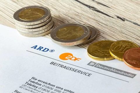 Symbolic image of the licence fee: close-up of a letterhead with the ARD, ZDF and Deutschlandradio