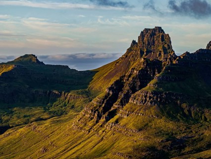 Mountains, Morning light, Coast, Summer, Aerial view, Stodvarfjördur, East Fjords, Iceland