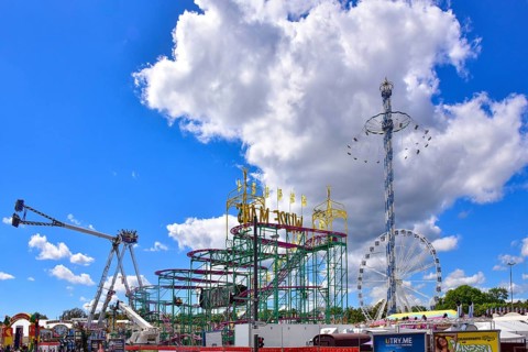 Rides at the Plärrer, the annual folk festival in Augsburg, Schwabven, Bavaria, Germany