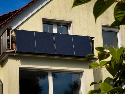 Balcony power station on the balcony of an apartment block in Wuppertal, Germany