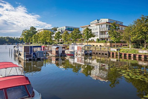 Lake Rummelsburg on the Stralau peninsula in Berlin, Germany
