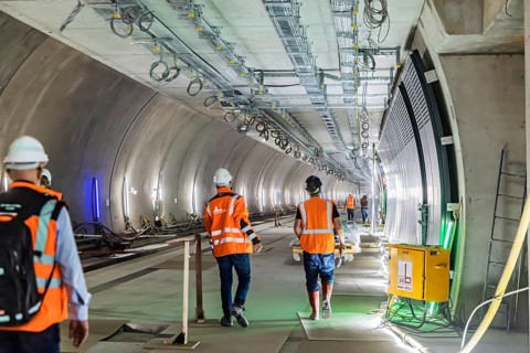 Tunnel under the new airport railway station between the airport and the exhibition centre. The