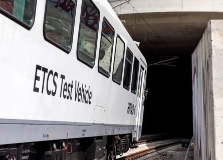 Test run on the new railway line between Wendlingen and the new airport station. The section of the