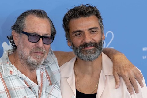 Venice, Italy - 3 September 2025: Julian Schnabel and Oscar Isaac during the Photo Call of - In the