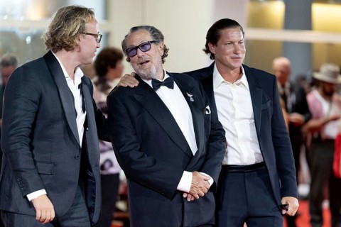 Venice, Italy - 3 September 2025: Olmo Schnabel, Julian Schnabel, Vito Schnabel during the Red