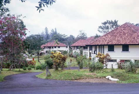 British colonial architecture of residential military buildings, Sembawang naval base, Singapore,