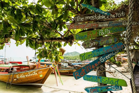 Restaurant on the beach, Koh Mook, Trang Province, Southern Thailand, Andaman Sea, Thailand