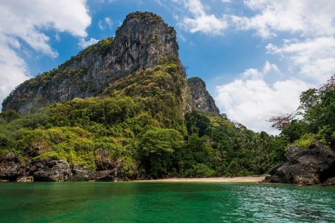 White sandy beach and coconut palms, Sabai Beach, Koh Mook, Trang Province, Southern Thailand,
