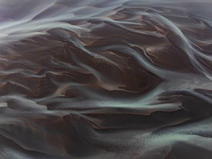 River, river course, river delta, aerial view, sediments, structures, South Iceland, Iceland