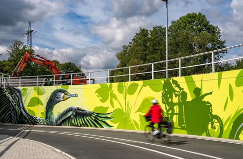 New bicycle tunnel at the junction of the B51 and Warendorfer Straße, in Münster, a bicycle and