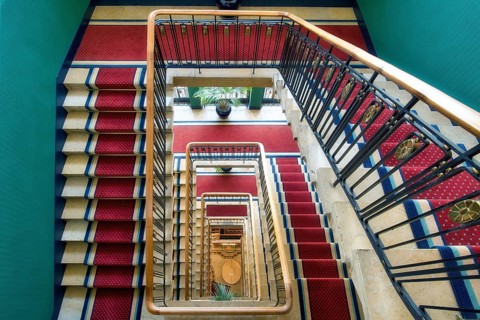 Colourful staircase in a hotel, Lucerne, Switzerland