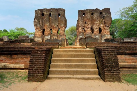 Ruins of the seven storied Royal Palace Vijayotpaya, Polonnaruwa ruins of the garden-city created