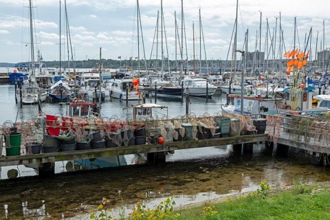 Strander Fischersteg, boat harbour, fishing harbour, marina, fish traps, Strande,