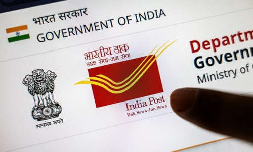 New Delhi, India – August 23, 2025: In this photo illustration, the India Post logo is seen on a