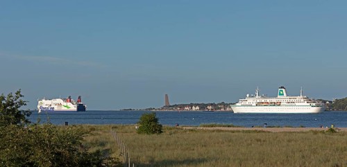 Stena Line ferry Stena Scandinavica, cruise ship Germany, naval memorial, Laboe, Kiel Fjord,