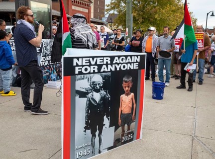 Detroit, Michigan USA - 23 August 2025 - Protesters rally at Eastern Market, banging empty pots to