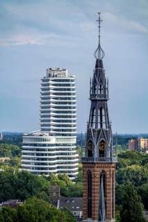 St Joseph's Cathedral Sint Martinusparochie Groningen in the foreground, behind it the tax office