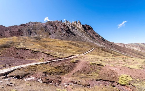 Stone forest of Palcoyo, hiking trail to the rainbow mountain Palcoyo, in the Peruvian Andes,