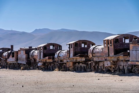 Defective and rusty railway at the Uyuni railway cemetery, Uyuni, Departamento Potosí, Bolivia