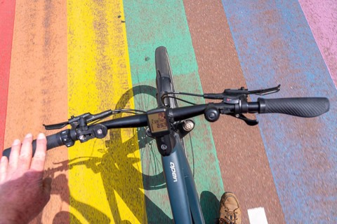 Rainbow cycle path through the university campus in Utrecht Science Park, 570 metres long, Utrecht
