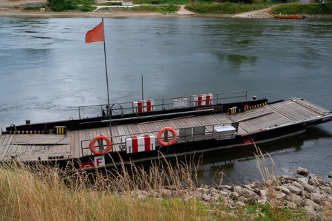 Historic Danube ferry at Weltenburg Monastery, Weltenburg a district of Kehlheim, Lower Bavaria,