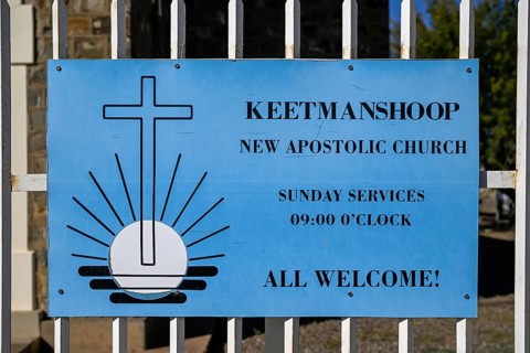 Sign at the New Apostolic Church, Keetmanshoop, Karas Region, Namibia