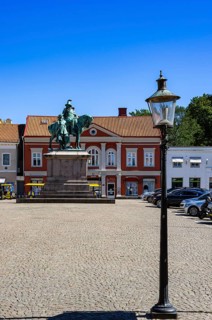 Equestrian statue of Karl X Gustav and statue of Erik Jonsson Count of Dahlberg by sculptor Theodor