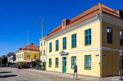 Historic town hall at Kungstorget (market square) in Uddevalla, Bohuslän, Västra Götalands län,