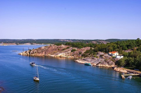 Maritime scenery and panoramic view over Stigfjorden near Skapesund, Bohuslän, Västra Götalands