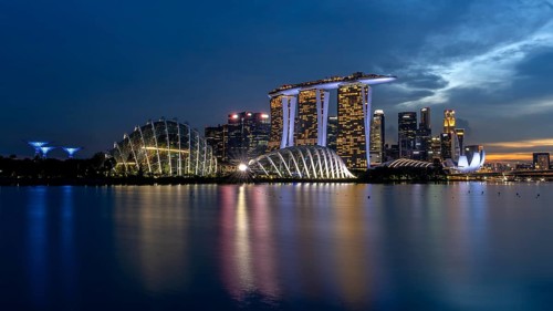 Marina Bay Sands Hotel and Skyline, Marina East, Southeast, Singapore