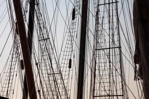 Detroit, Michigan - 9 August 2025 - Four schooners visit Detroit for the Sail Detroit Festival.