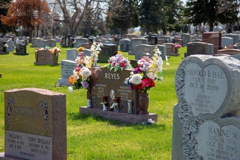 Wheat Ridge, Colorado - Graves decorated for Easter in Crown Hill Cemetery, also known as Olinger