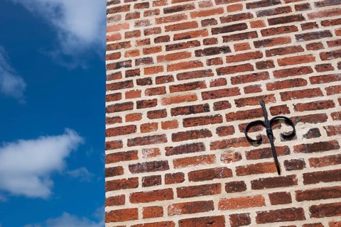 Brick wall detail, 14th century church, Old Town, Ringkøbing, Ringkøbing Fjord, Denmark