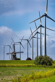 Westereems and Growind wind farms, over 80 wind turbines in total, at the Eemshaven seaport,
