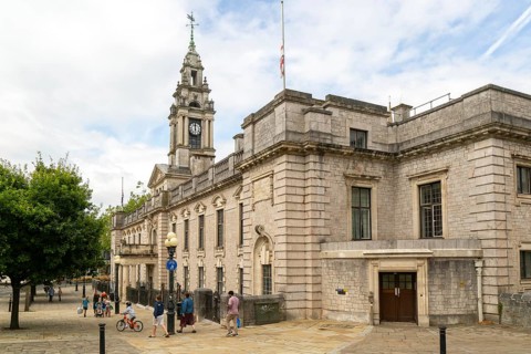 Historic Old Town Hall building, Torquay, Devon, England, UK, built 1851-1852