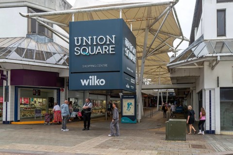 Entrance to Union Square shopping centre, Union Street, Torquay, Devon, England, UK