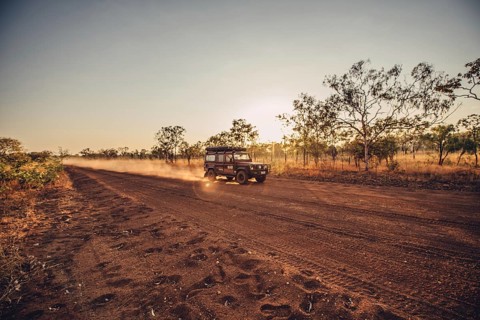 Outback Australia Land Rover Dust Cloud, Australia